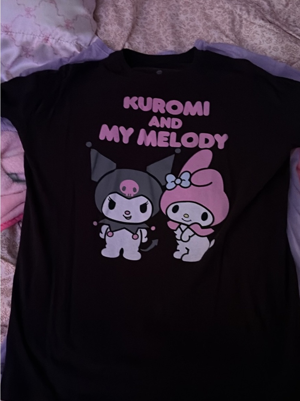 Kuromi & My Melody Black Graphic Tee